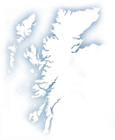 An outline of the map of western Scotland